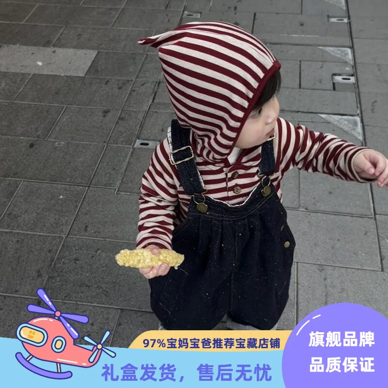 韩国童装儿童裤子2025春装新款女童韩系小众彩点牛仔背带裤连体裤