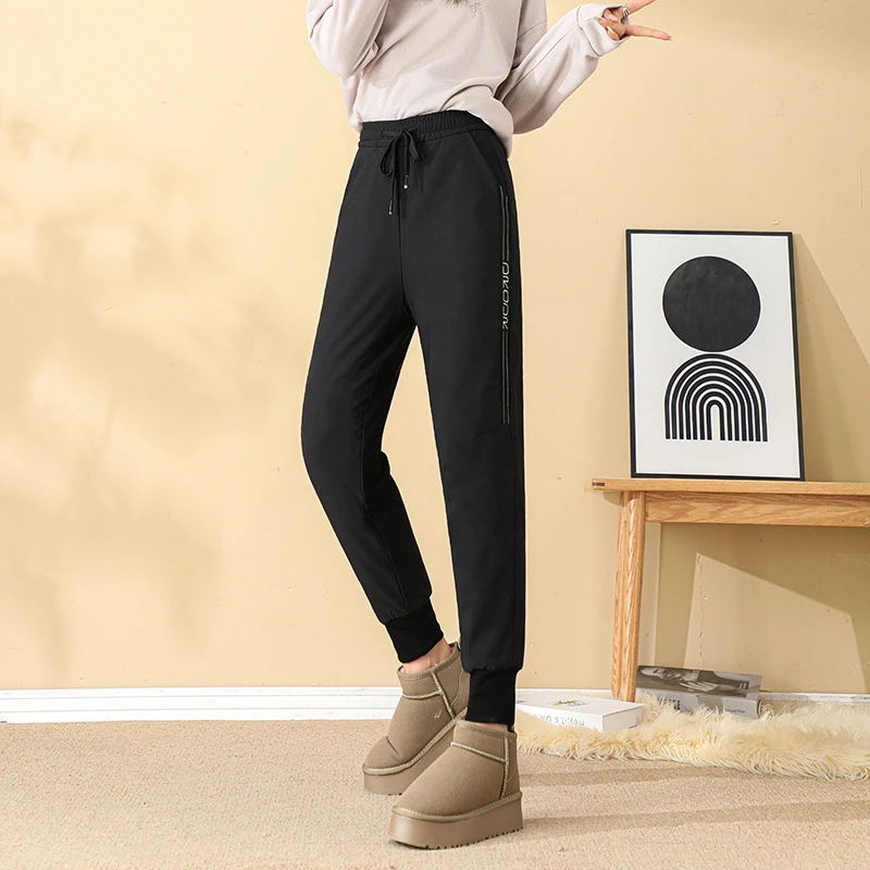 羽绒裤女外穿白鹅绒加绒加厚防寒保暖休闲裤卫裤保暖裤棉裤羽绒裤