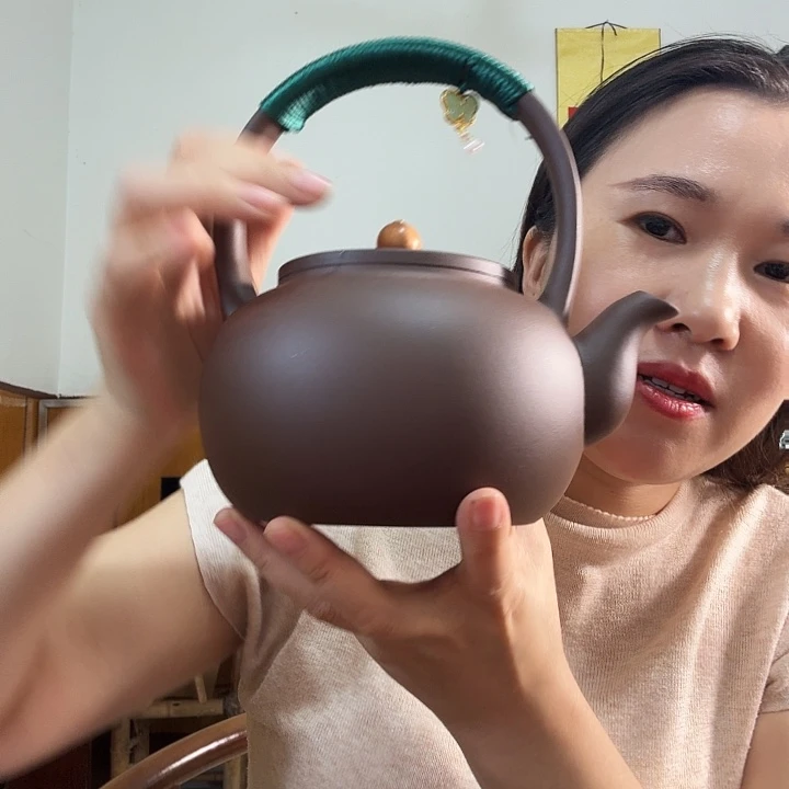 紫砂茶壶紫泥提梁1000cc