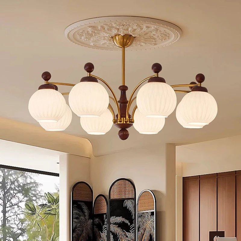 法式复古客厅吊灯2025新款高级感魔豆大厅灯轻奢中古vintage灯具