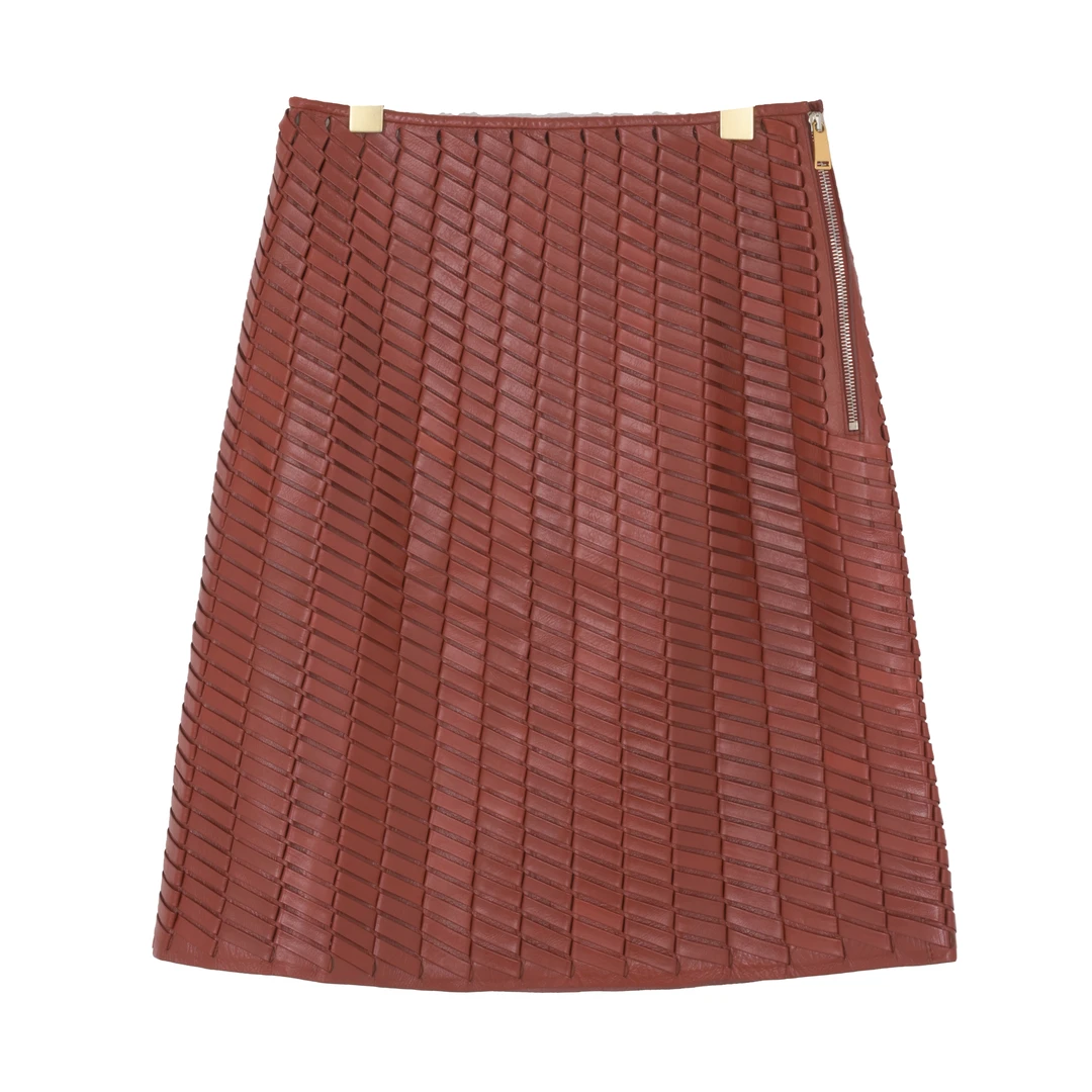 BOTTEGA VENETA/葆蝶家女士编织半身皮短裙 617864VKLC08857