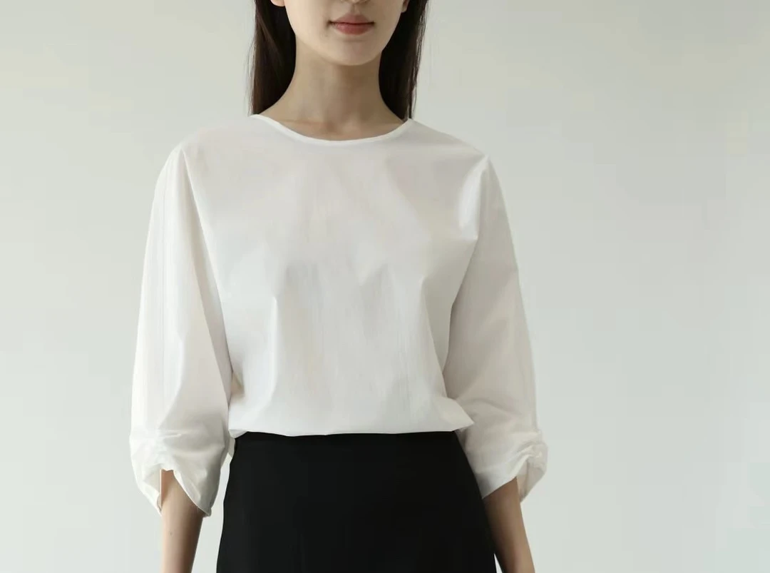 ［硕和集］915037宽松设计感气质春季韩版灯笼袖七分袖