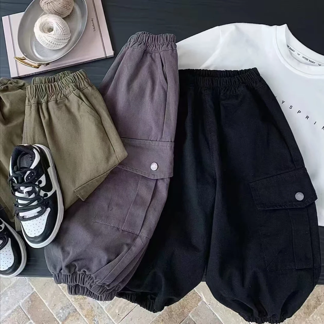 儿童春秋长裤痞帅中小童休闲酷帅韩版棉布裤子男童秋装潮酷工装裤