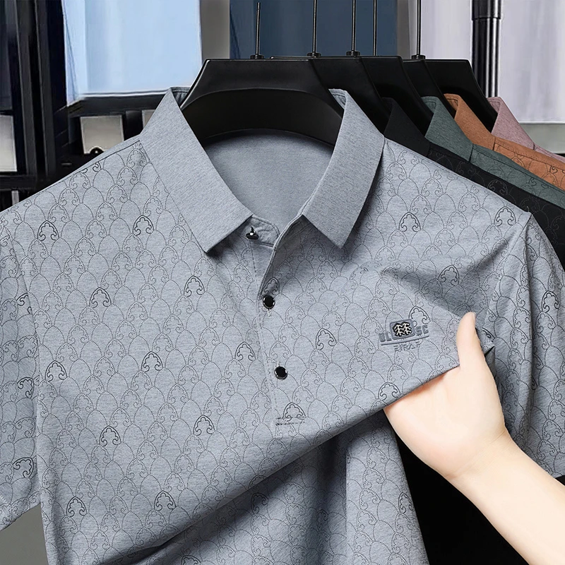 2025夏季新款短袖T恤中老年男同款翻领中年时尚透气半袖POLO衫男