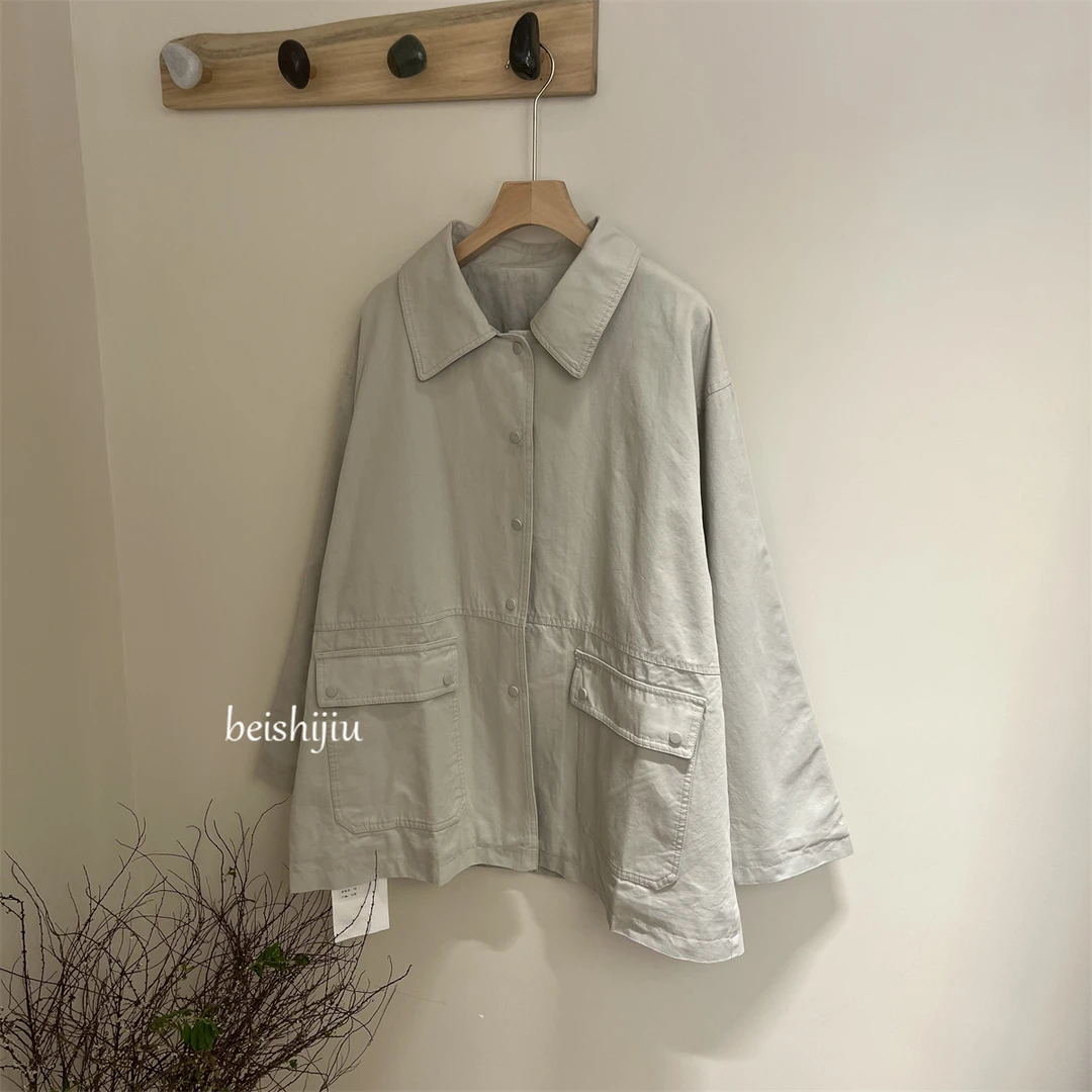 BEI 复古翻领春季新款宽松休闲工装外套