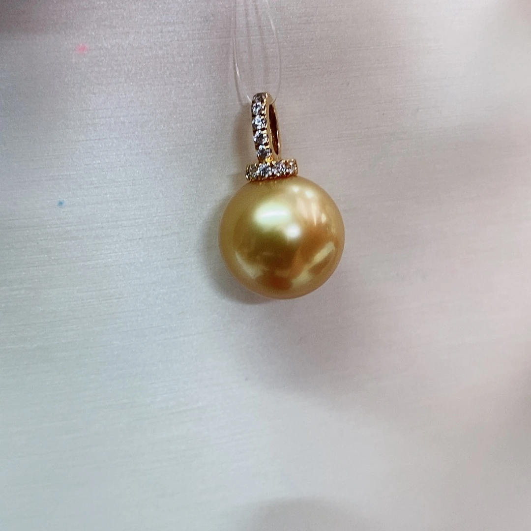 吊坠(不含链)18K金镶嵌海水珍珠12-13