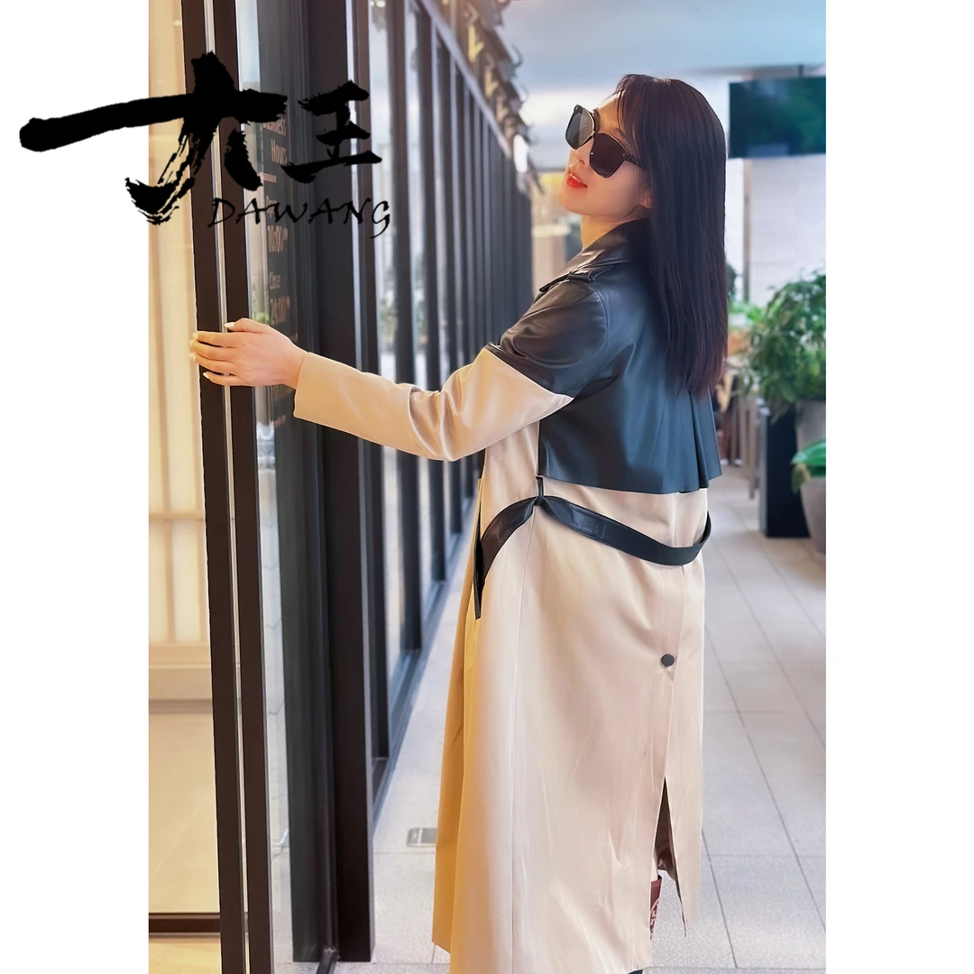 DAWANG丨气质真皮皮衣长风衣外套中长款皮衣198960