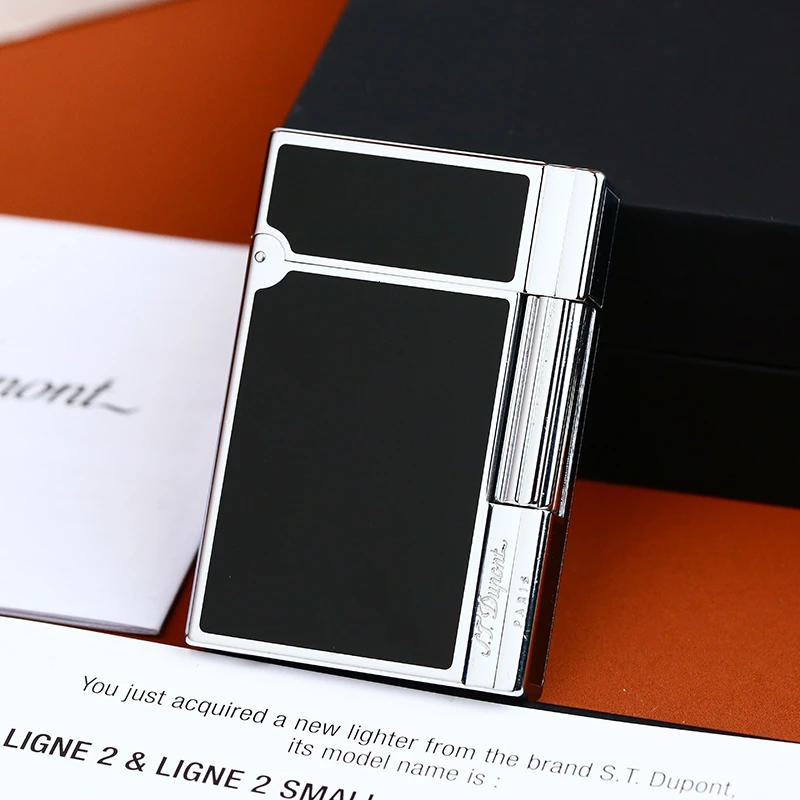 Dupont充气体打火机间银黑色中国漆盖茨比男士烟具时尚收藏法国