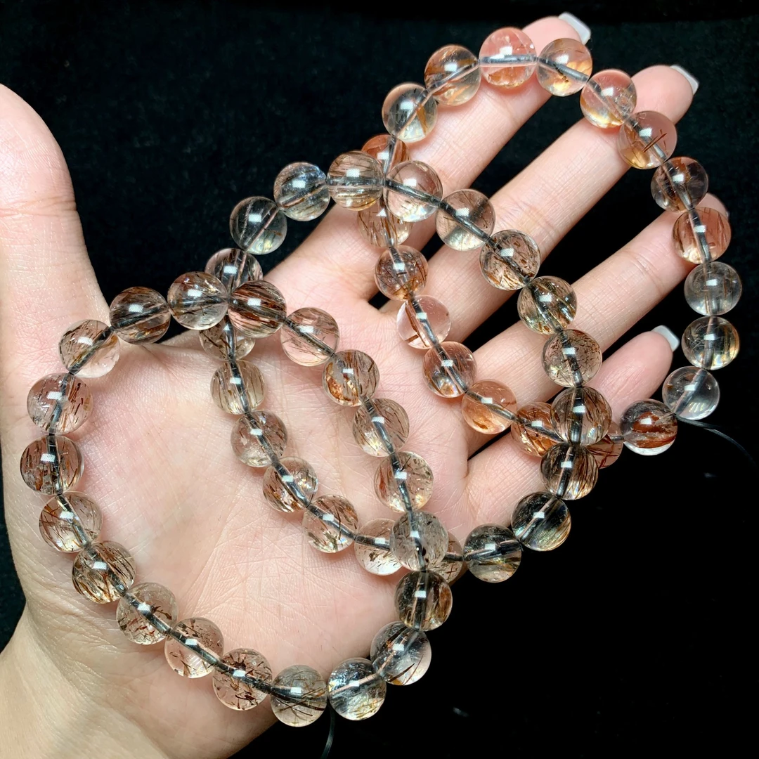 【小宝珠宝】4 T06111-黑金超水晶单圈手串-多样性发一件-8.5mm