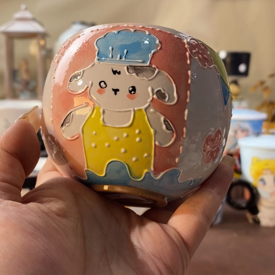 杯景德镇文创手绘可爱水杯