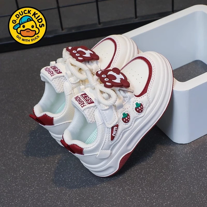 小黄鸭儿童运动鞋2025春季新款软底防滑女童小白鞋时尚透气宝宝鞋