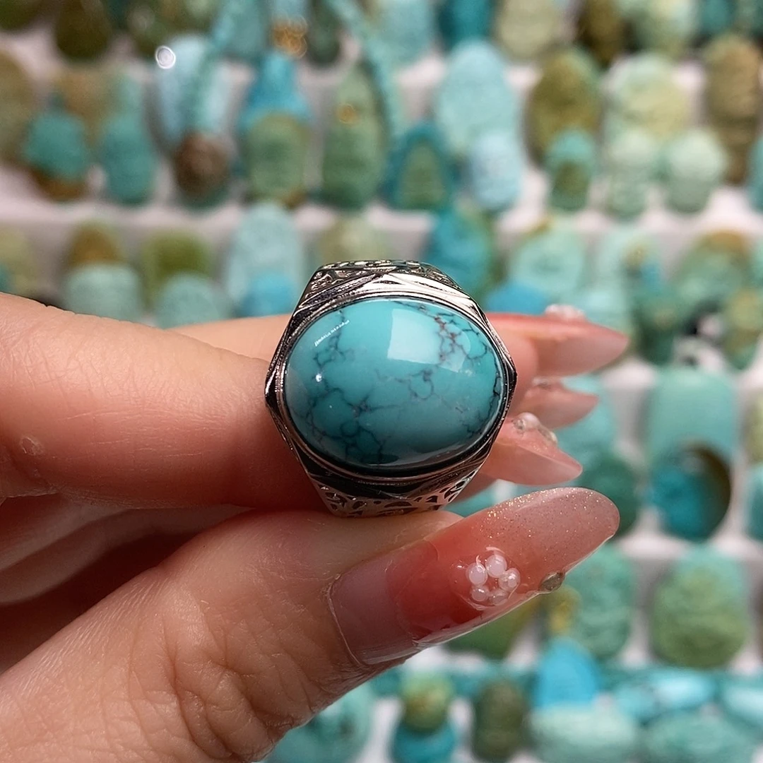 绿松石银S925镶嵌绿松石