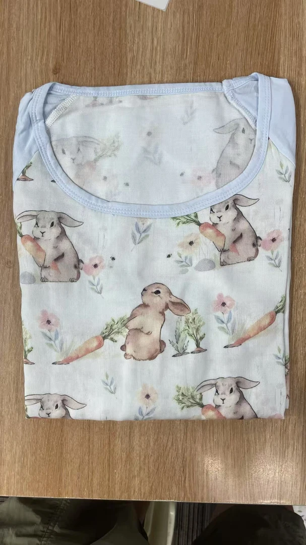 竹纤维女款成人睡裙印花圆领白色