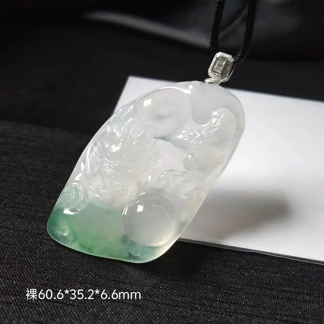 天然翡翠A货龙牌高端冰种飘阳绿男女款