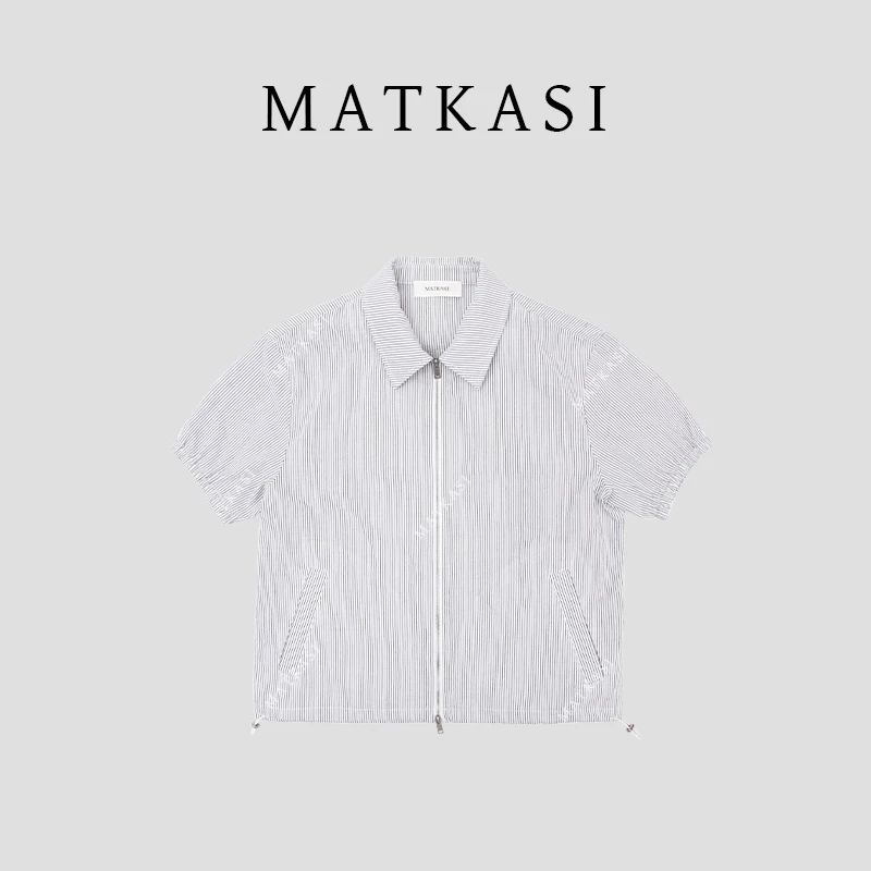 MATKASI 设计感时尚气质百搭休闲简约绝美条纹修身潮流衬衫