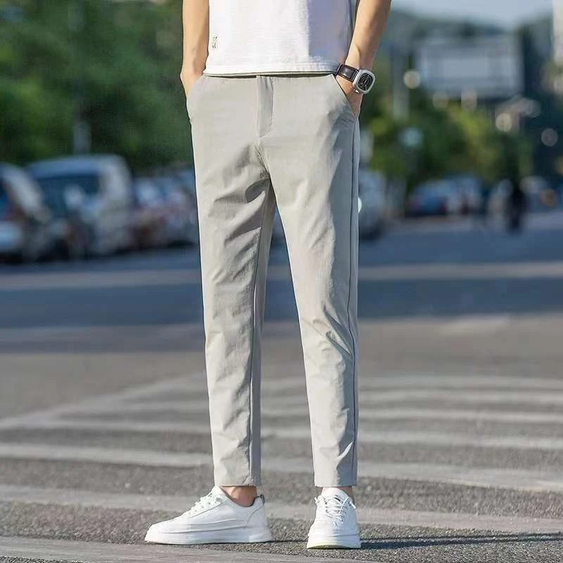 冰丝薄款九分休闲裤男修身小脚弹力百搭高端商务西裤男款夏季新款