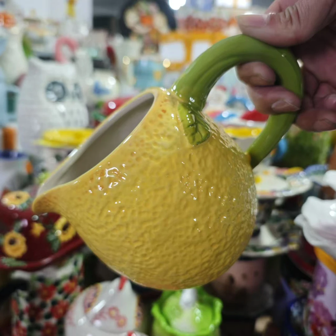 陶瓷柠檬造型奶壶水杯导流壶