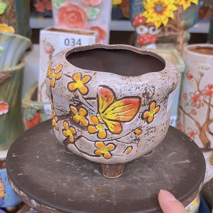 紫砂花盆粗陶材质多肉花盆