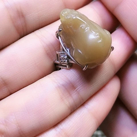 和田玉银S925镶嵌戒指