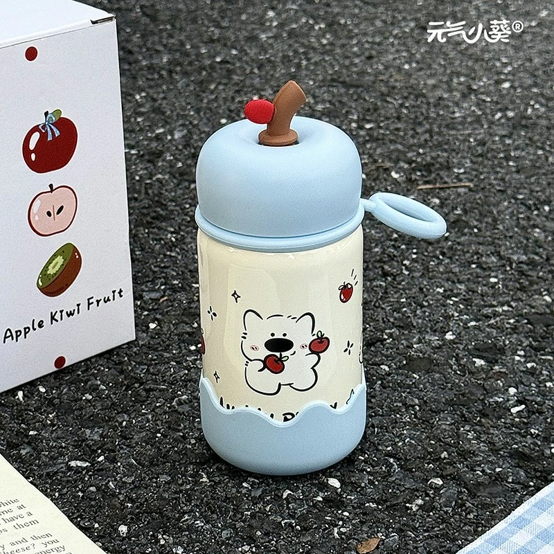 新款可爱蓝苹果口袋保温杯女生小巧便携迷你卡通牛奶杯316不锈钢