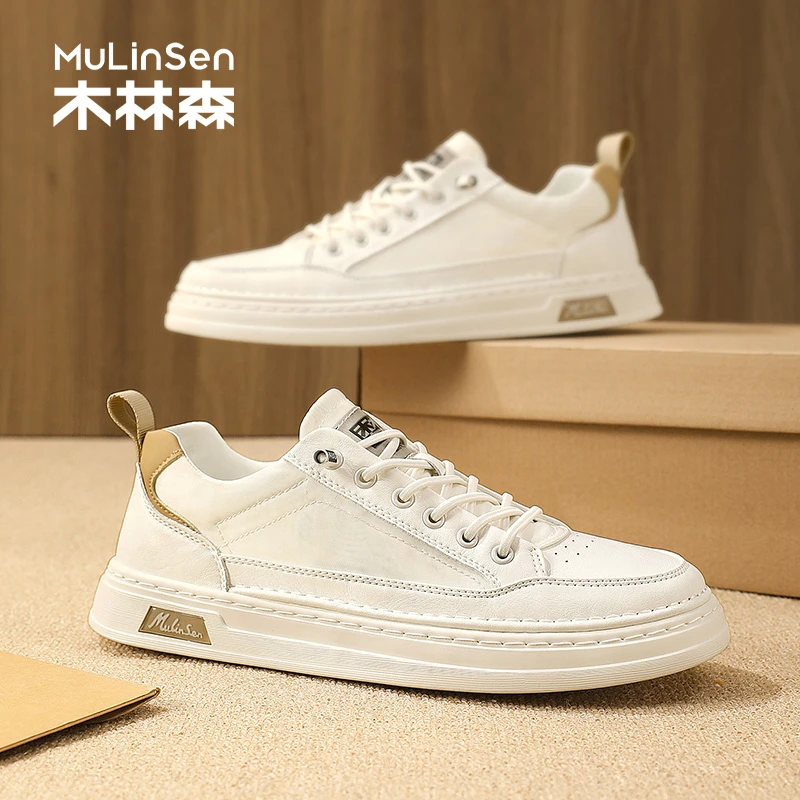 木林森男鞋2025新款秋季男士板鞋运动百搭厚底耐磨休闲小白鞋男款