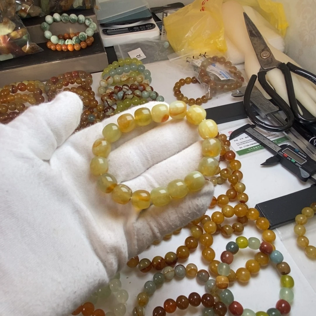 蛇纹石玉手链未镶嵌福利卡12老型手串