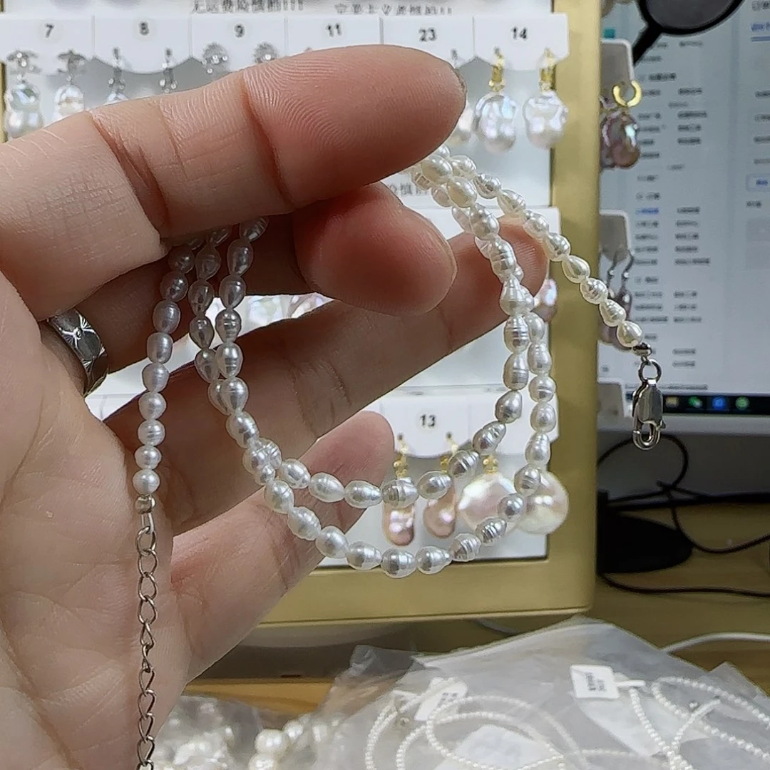 淡水珍珠项链银S925镶嵌