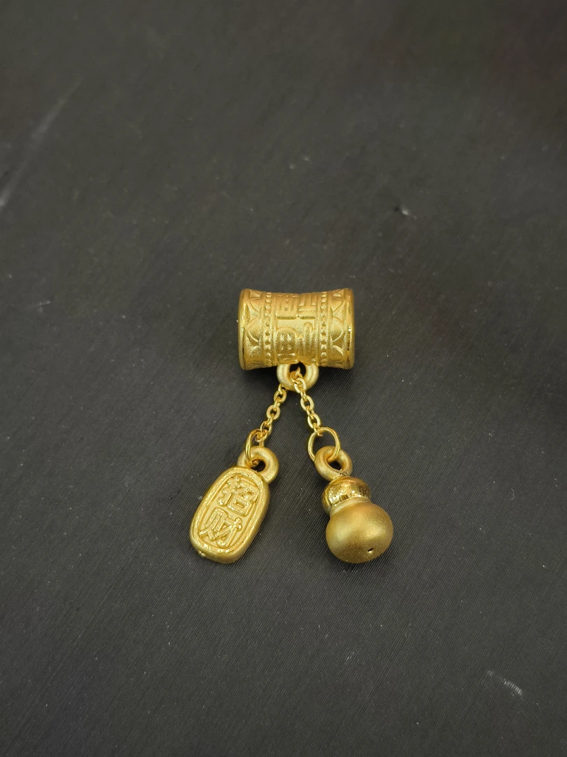 【金展珠宝】足金 招财纳福流苏葫芦配件  长款