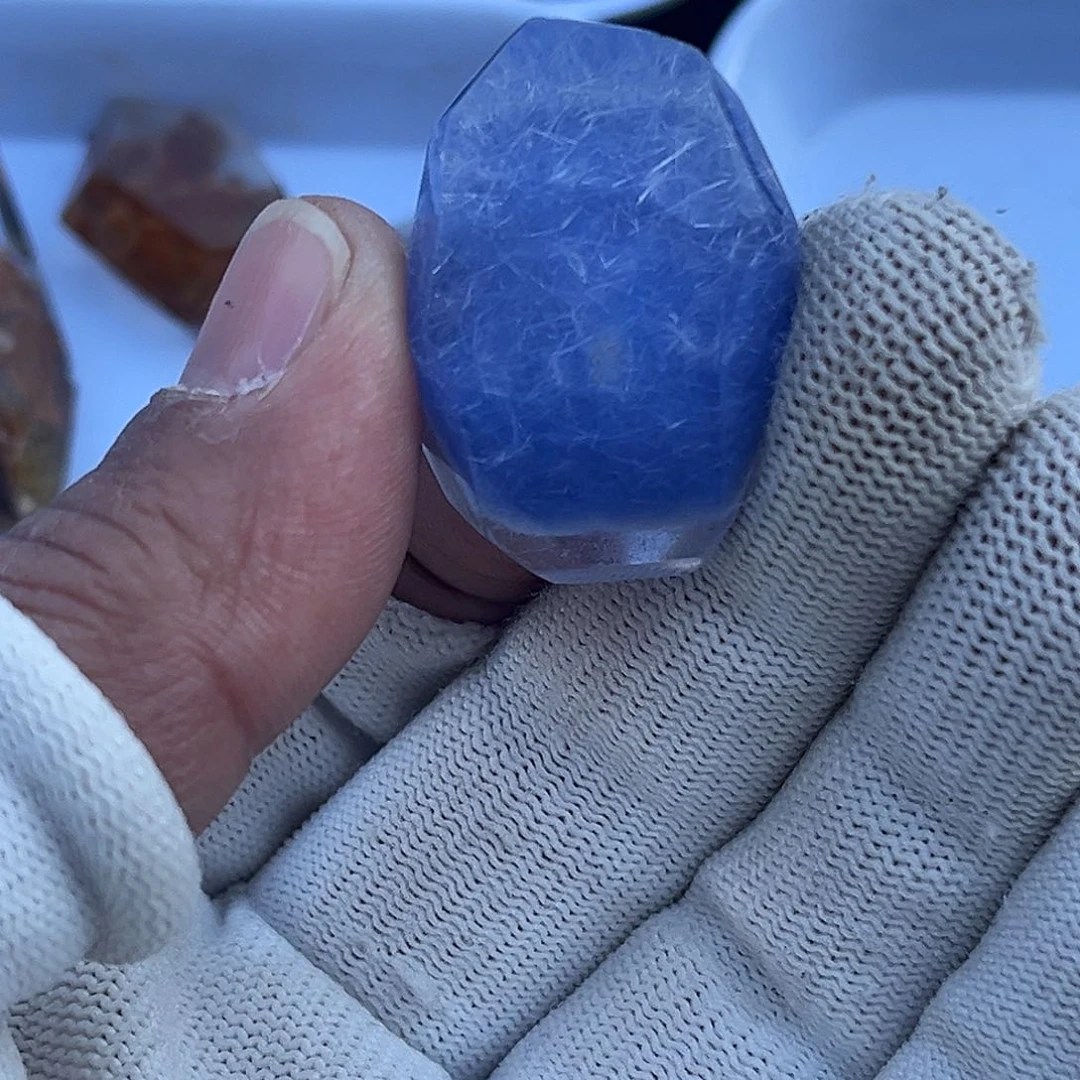 烟晶戒指银S925镶嵌招**宝蓝发原石