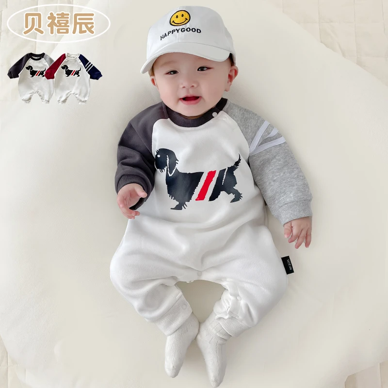 早秋季婴儿衣服春秋装男宝宝连体衣超萌可爱满月百天长袖哈衣爬服