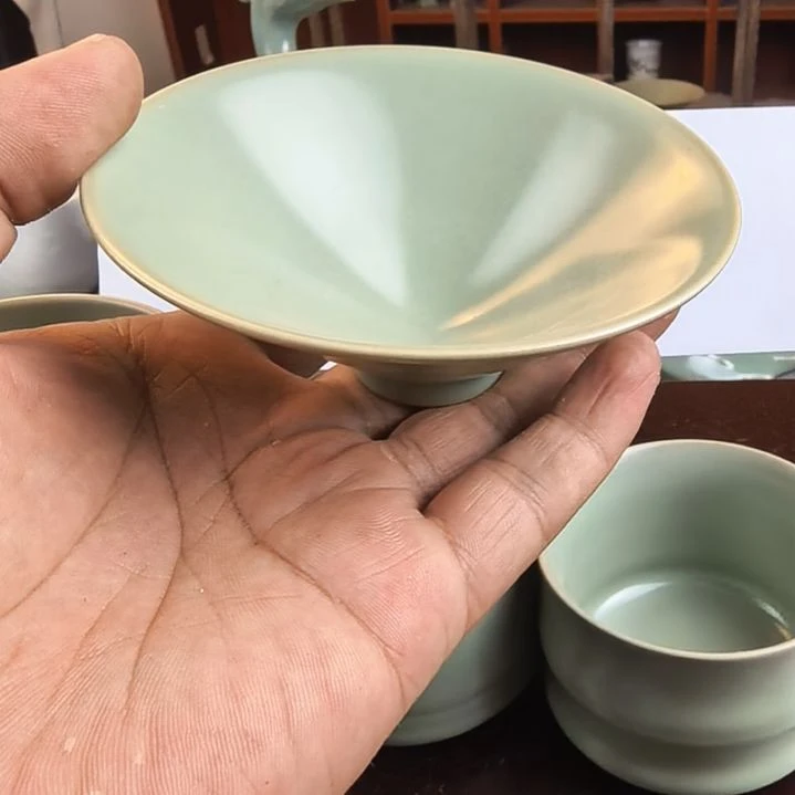 汝州原产地原矿仿古手工斗笠微微瑕