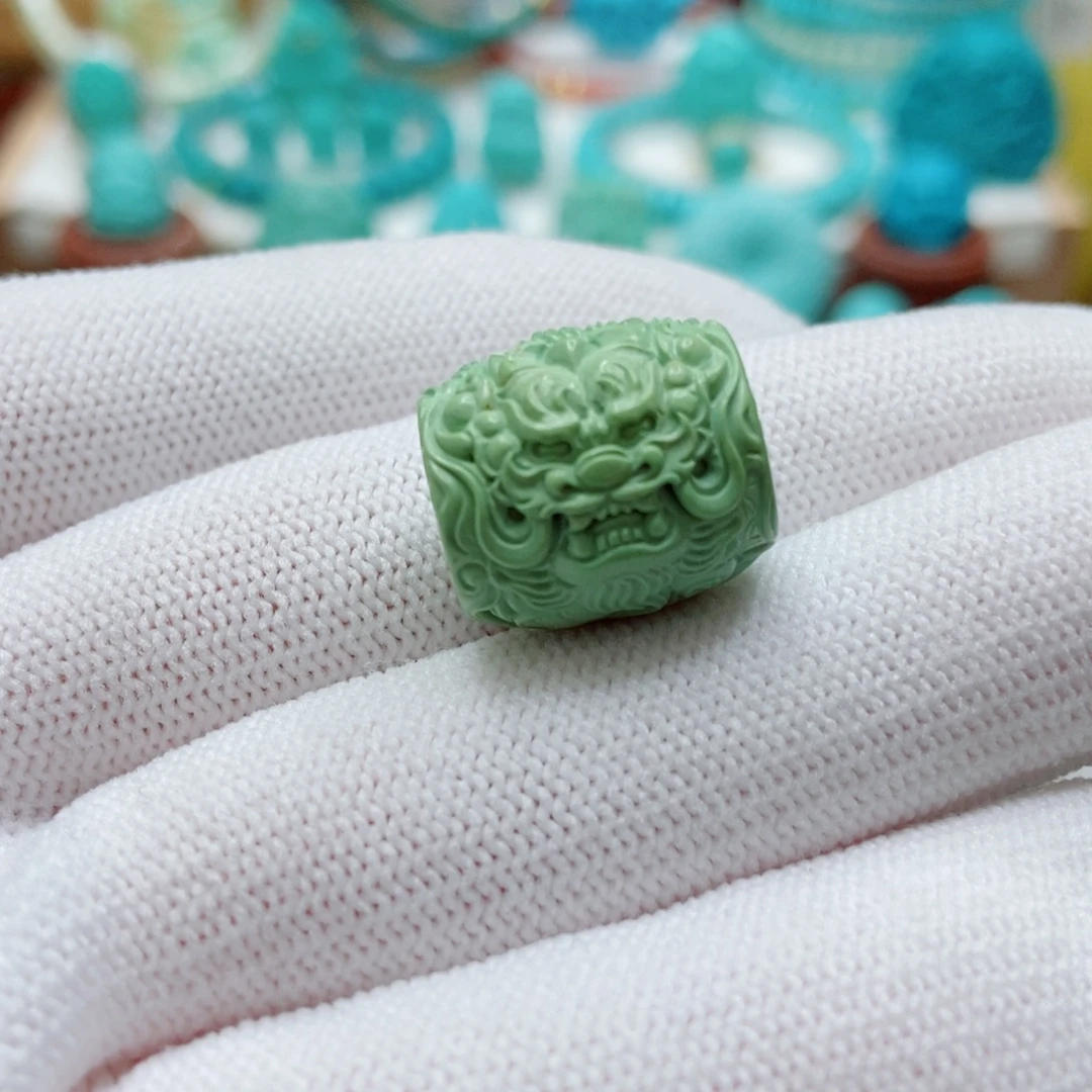 绿松石未镶嵌龙桶珠