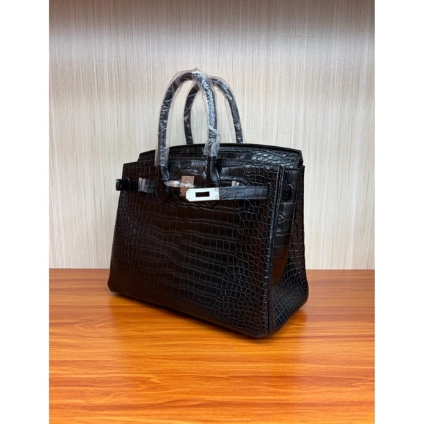 雾面湾鳄bk25手缝蜡线经典大气时尚手提女包