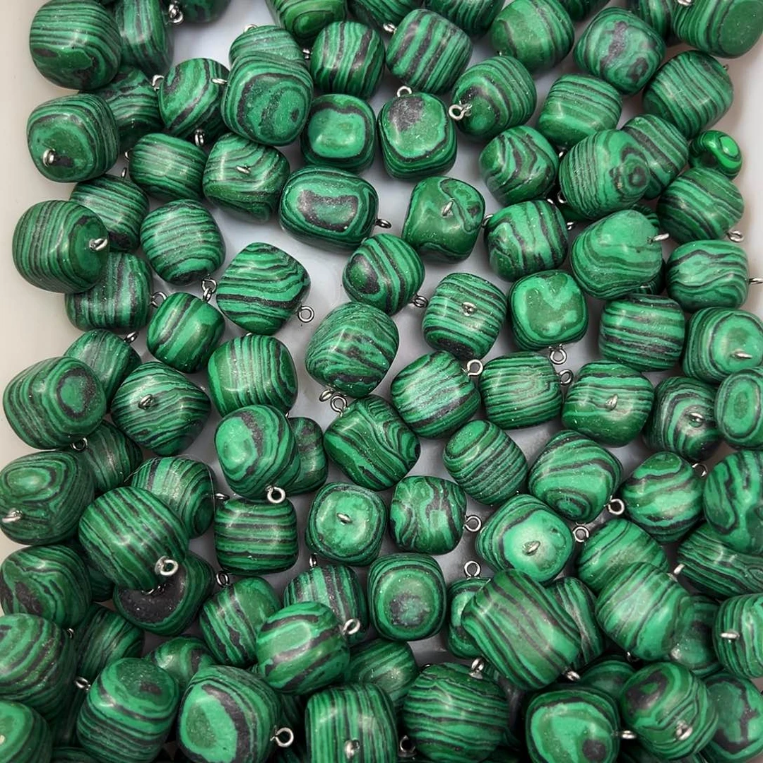 玛瑙/玉髓合金珠宝半成品孔雀石到手5颗