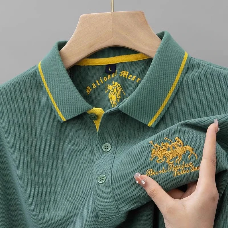 商务休闲刺绣短袖2025春季夏季Polo衫休闲常规款常规修身型