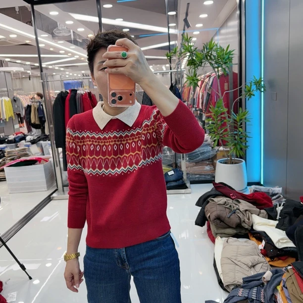 新款优质百搭4色翻领时尚毛衫6806欧美