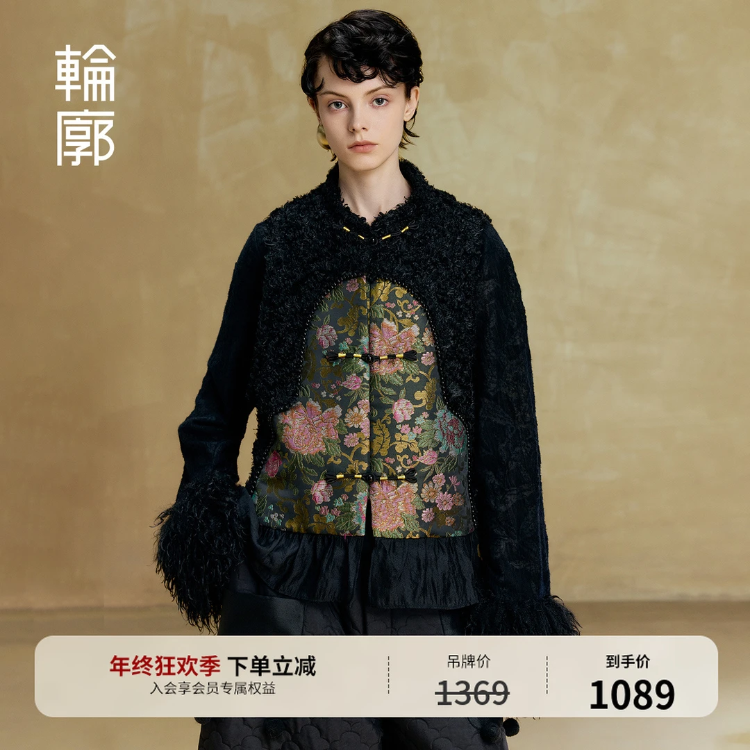 轮廓千颂中式复古马甲国风时髦气质上衣民族风提花马夹L253Y012