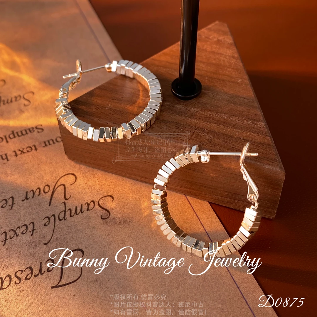 镀K金 D1044法★【时尚方砖】DV For Paris 简约耳扣