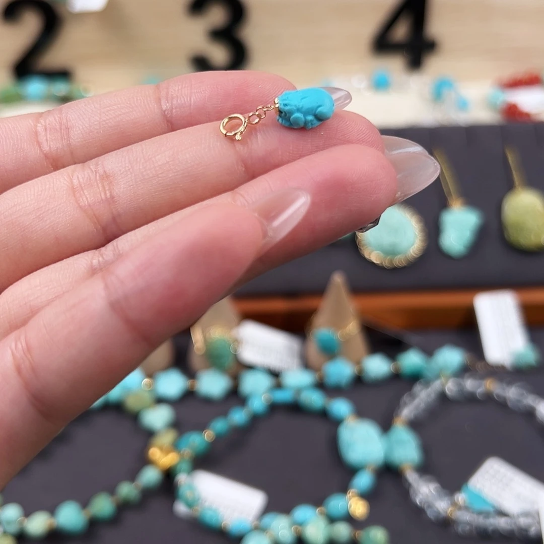 绿松石18K金镶嵌貔貅小滴溜