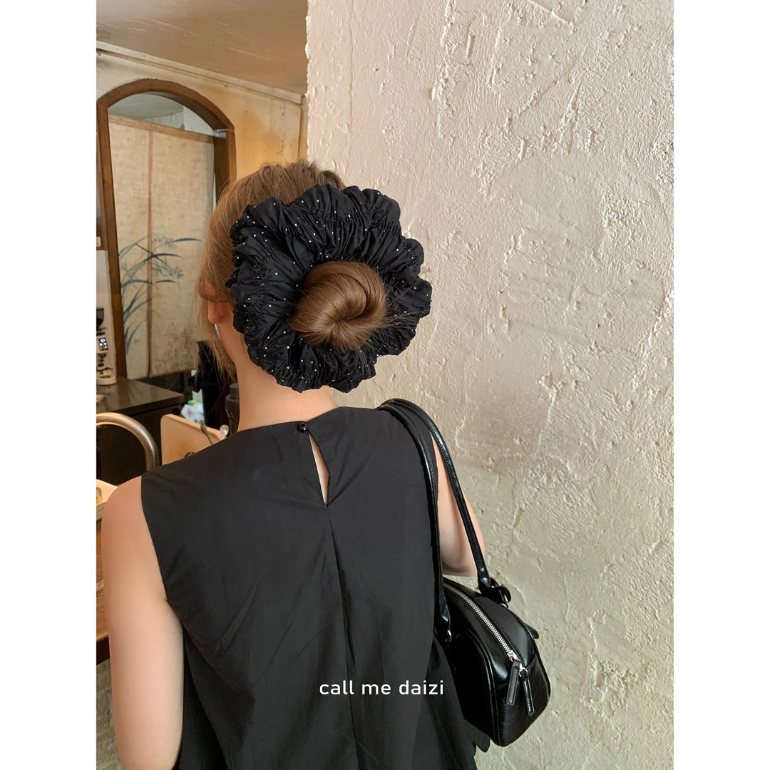 很实用~韩国发饰2025新款饱满丸子头百搭高级感波点大肠发圈女