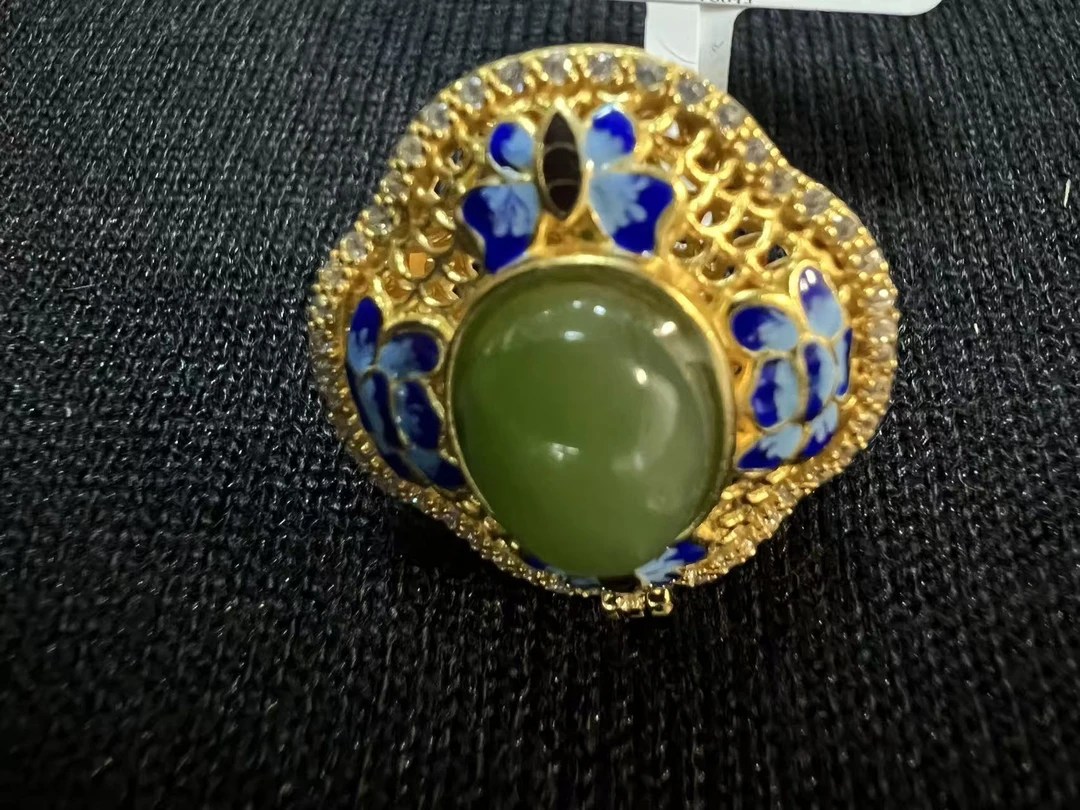 C1503阿艳专属S925银镶嵌和田玉戒指