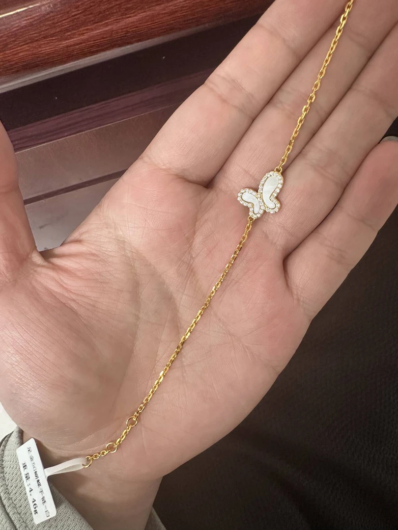 【金喜圆】足金999 5G蝴蝶贝母手链/带证书钢印