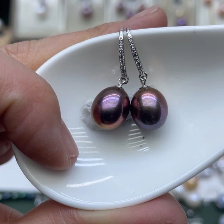 淡水珍珠耳饰银S925镶嵌