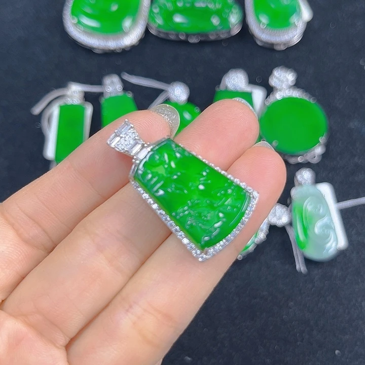 翡翠银S925镶嵌吊坠(不含链)