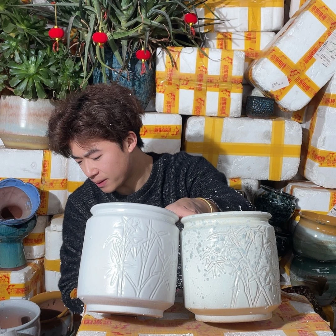 无铅玻璃宜兴紫砂花盆