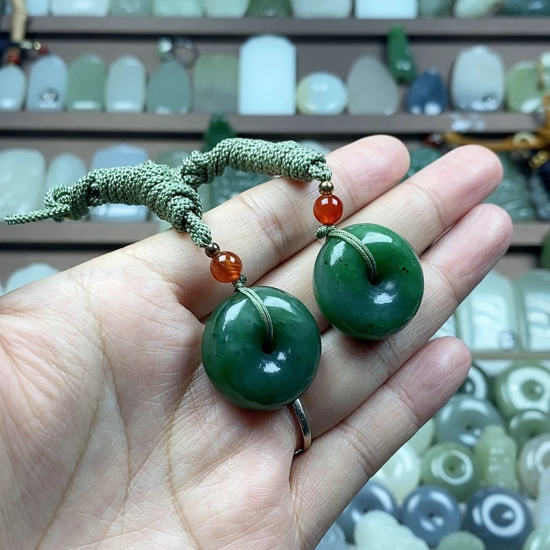 和田玉未镶嵌颈饰碧玉25mm平安扣多样性发1件