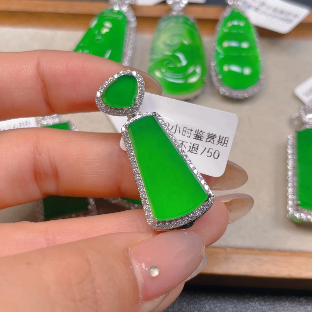 翡翠银S925镶嵌挂件