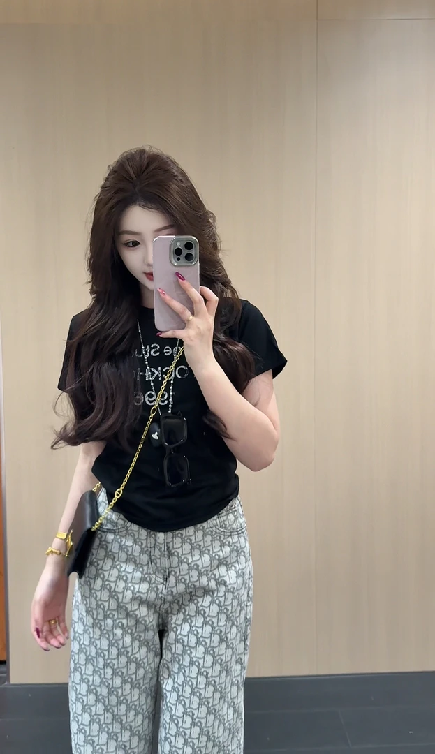 DAMIN/夏季轻薄透气字母做旧印花T恤