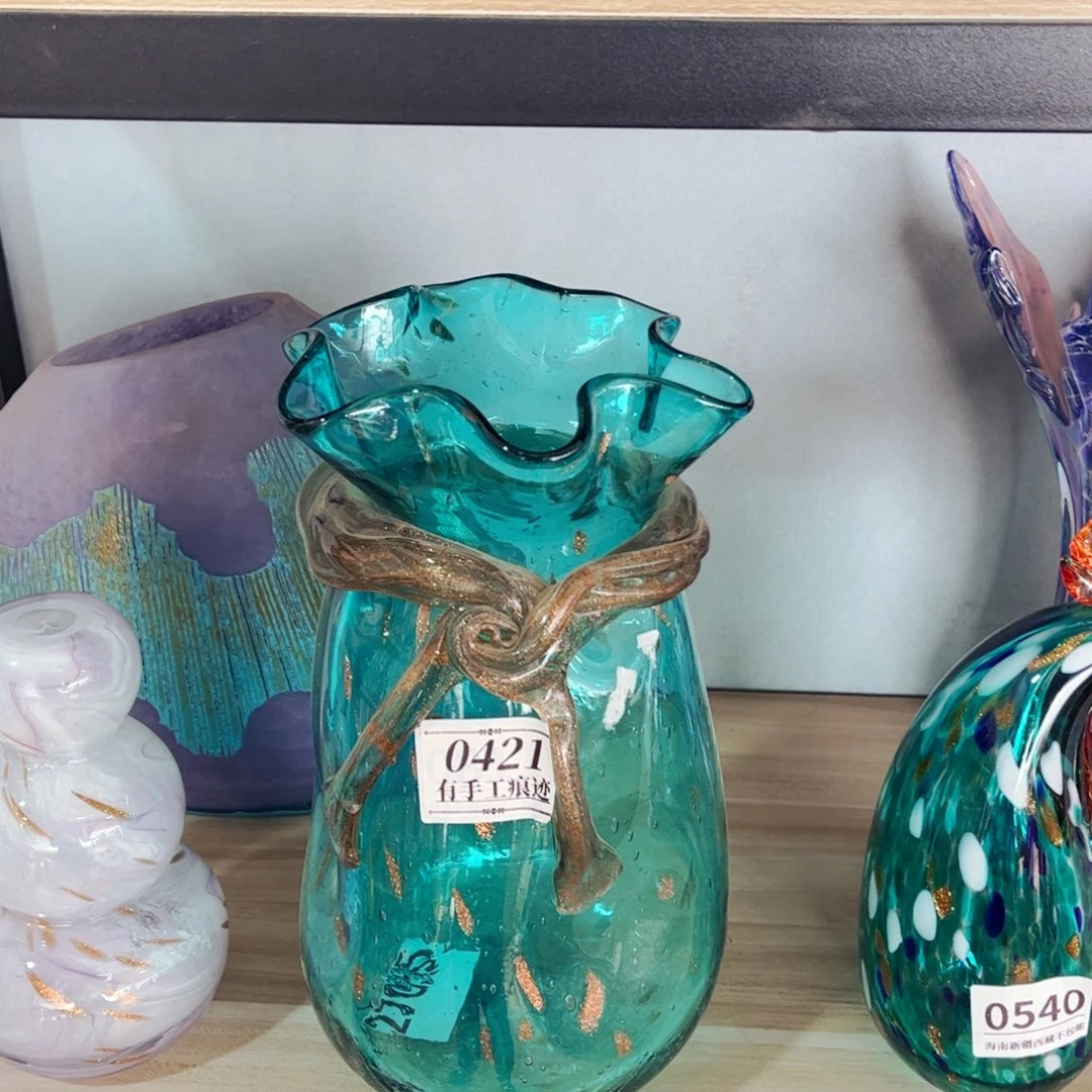 琉璃0421瓶口微瑕高27 花瓶摆件