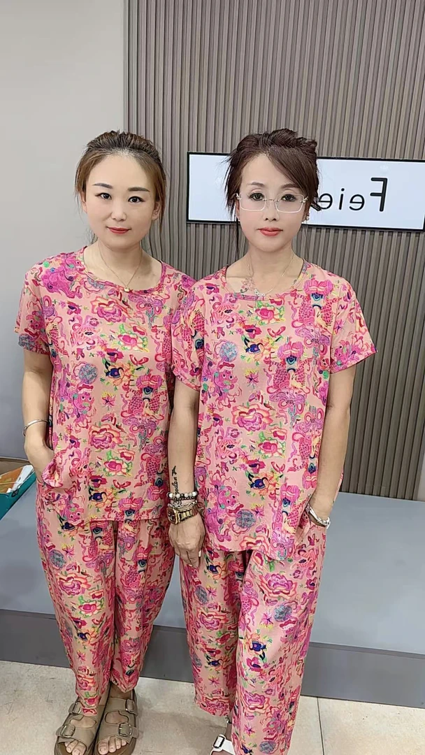 人造棉七分裤套装家居服（卡码一定拍大）